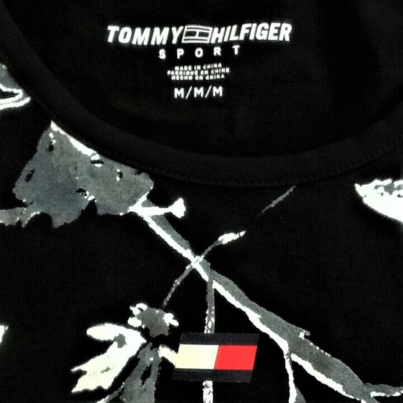 new BLACK Tommy Hilfiger Sport Crop Wrap Waist Top Floral - WOMEN'S Size Medium - Picture 2 of 7